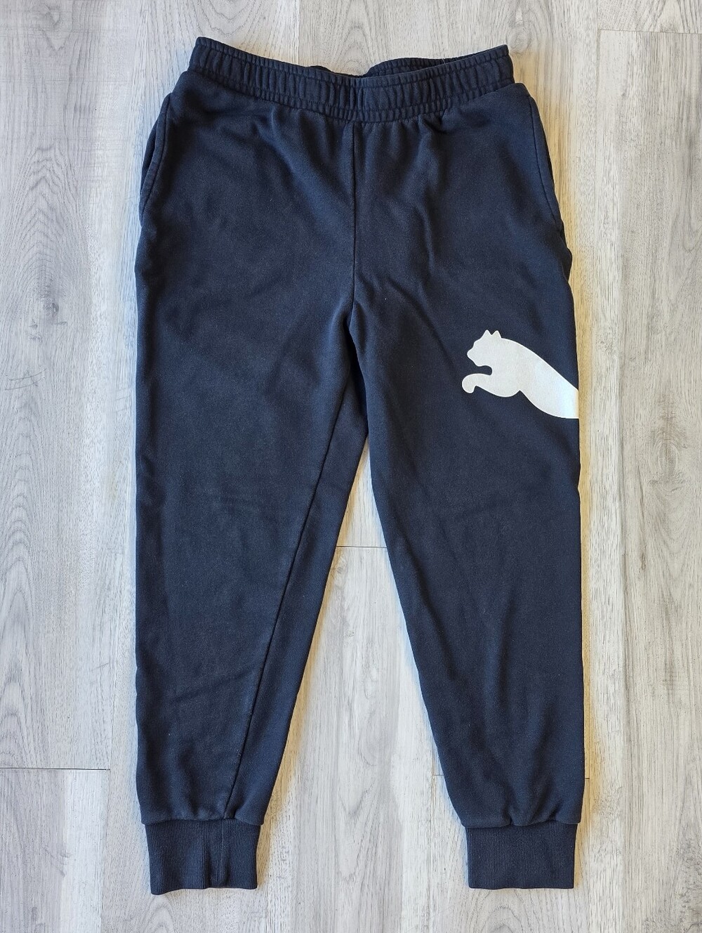 Puma Women’s Large Black Joggers with Oversized Cat Logo